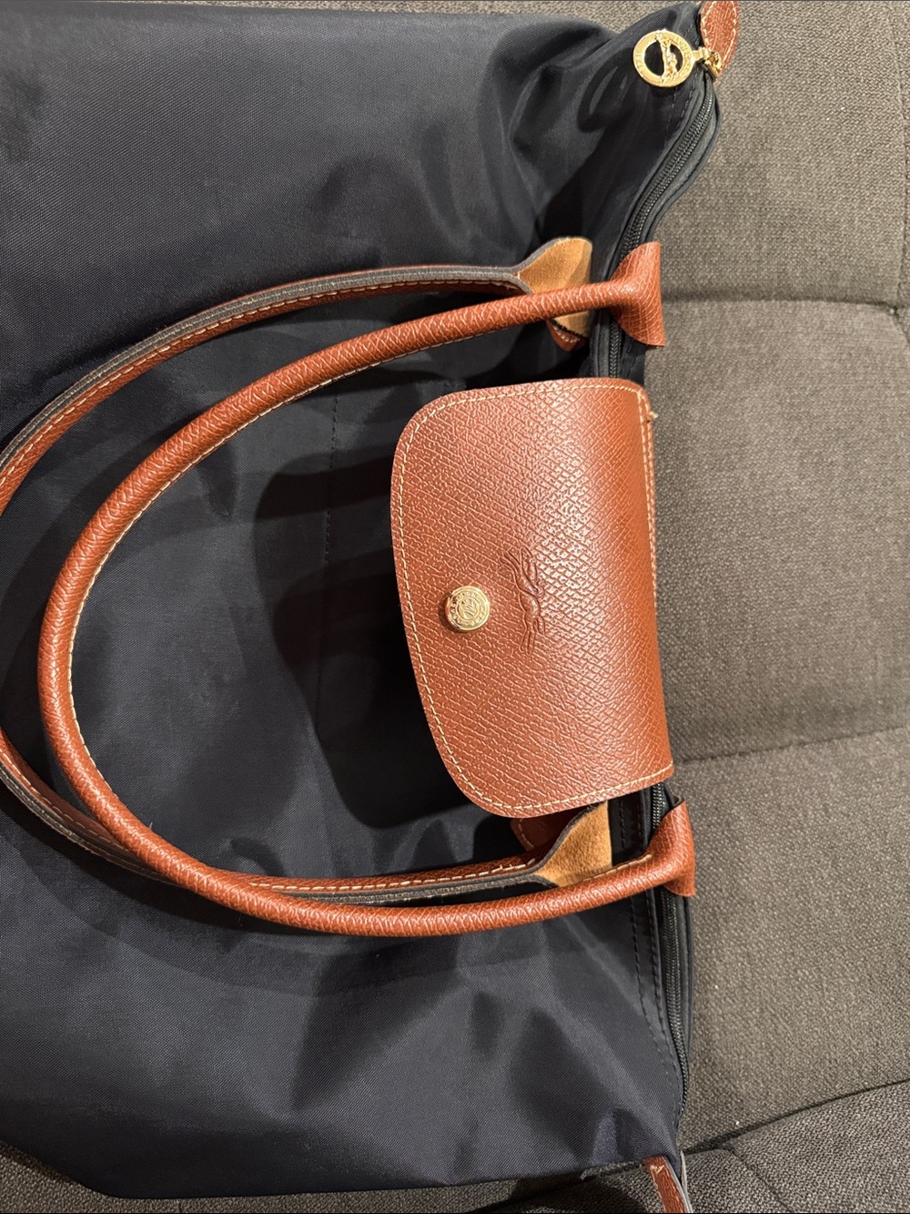 Women's Black Tote with Brown Trim - Not original Elegant Everyday Shoulder Bag - Picture 4 of 4